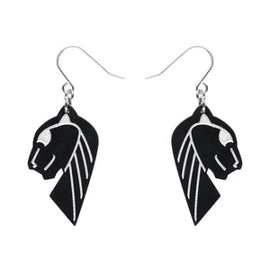 Jaguar Solid Black Resin Drop Earrings - Silver  -  Erstwilder Essentials  -  Quirky Resin and Enamel Accessories