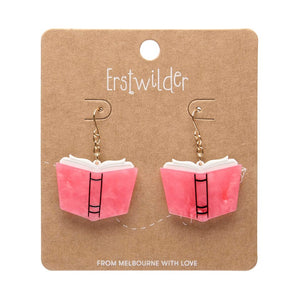 Story Book Drop Earrings - Pink  -  Erstwilder Essentials  -  Quirky Resin and Enamel Accessories