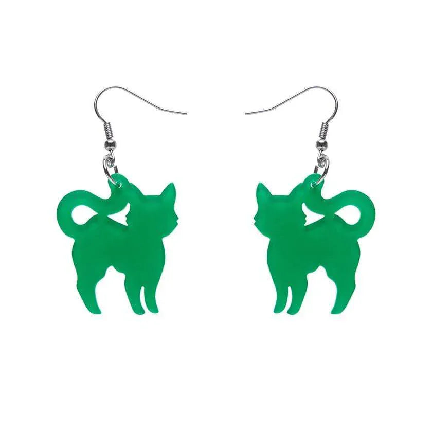 Pussy Cat Bubble Resin Drop Earrings - Green  -  Erstwilder Essentials  -  Quirky Resin and Enamel Accessories