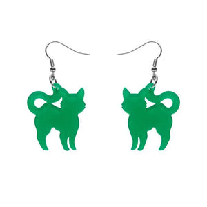 Pussy Cat Bubble Resin Drop Earrings - Green  -  Erstwilder Essentials  -  Quirky Resin and Enamel Accessories