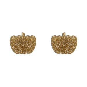 Pumpkin Glitter Resin Stud Earrings - Gold  -  Erstwilder Essentials  -  Quirky Resin and Enamel Accessories