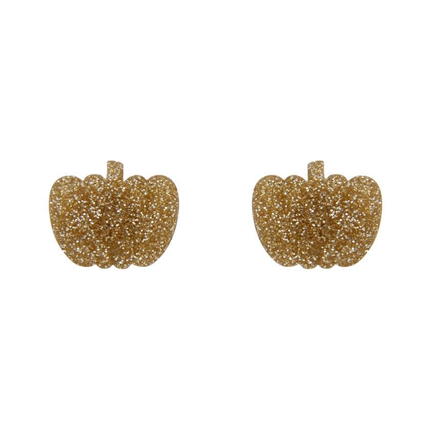 Pumpkin Glitter Resin Stud Earrings - Gold  -  Erstwilder Essentials  -  Quirky Resin and Enamel Accessories