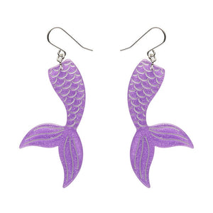 Mermaid Tail Drop Earrings - Violet  -  Erstwilder Essentials  -  Quirky Resin and Enamel Accessories