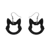 Cat Head Ripple Resin Drop Earrings - Black  -  Erstwilder Essentials  -  Quirky Resin and Enamel Accessories