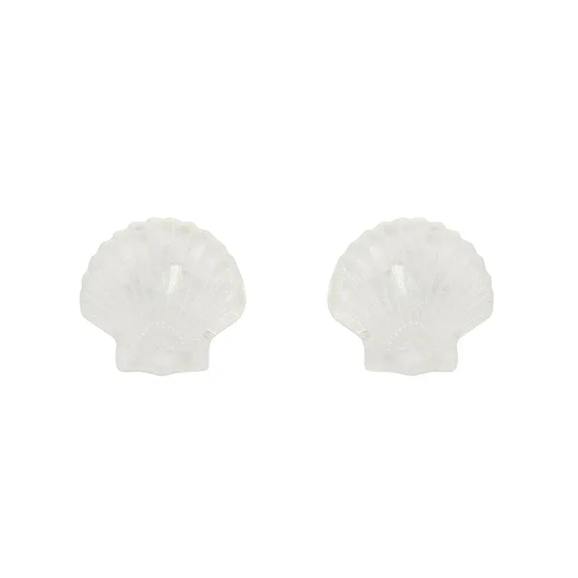 Sea Shell Stud Earrings - White  -  Erstwilder Essentials  -  Quirky Resin and Enamel Accessories