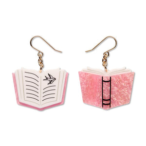 Story Book Drop Earrings - Pale Pink  -  Erstwilder Essentials  -  Quirky Resin and Enamel Accessories
