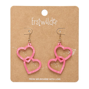 Heart Rings Drop Earrings – Pink  -  Erstwilder Essentials  -  Quirky Resin and Enamel Accessories
