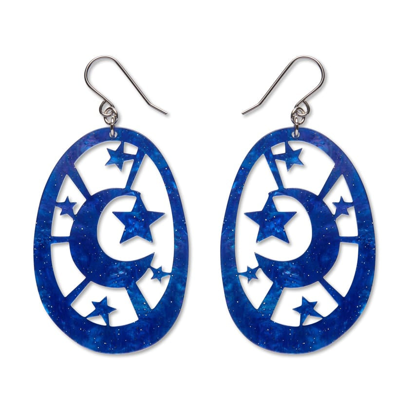 Moonlight Drop Earrings - Navy  -  Erstwilder Essentials  -  Quirky Resin and Enamel Accessories
