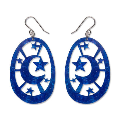 Moonlight Drop Earrings - Navy  -  Erstwilder Essentials  -  Quirky Resin and Enamel Accessories