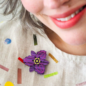 Chocolate Lily Simplified Mini Brooch  -  Erstwilder Simplified  -  Quirky Resin and Enamel Accessories