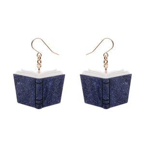 Story Book Drop Earrings - Dark Blue  -  Erstwilder Essentials  -  Quirky Resin and Enamel Accessories
