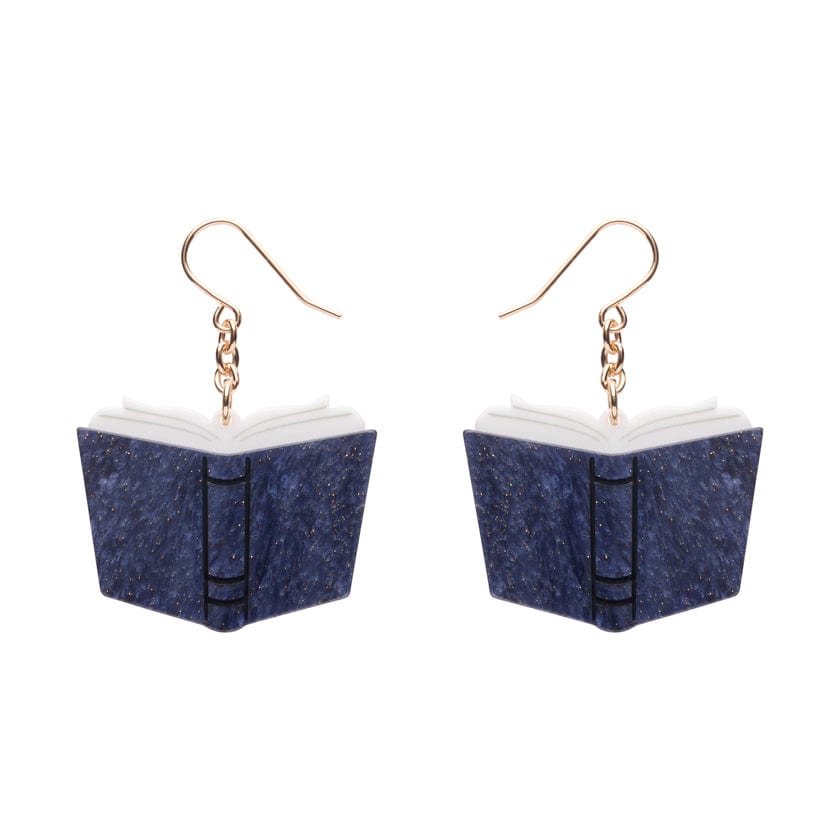 Story Book Drop Earrings - Dark Blue  -  Erstwilder Essentials  -  Quirky Resin and Enamel Accessories
