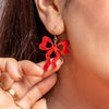 Bows Drop Earrings – Red  -  Erstwilder Essentials  -  Quirky Resin and Enamel Accessories