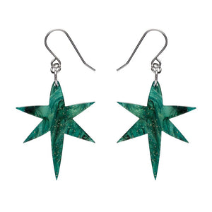 North Star Drop Earrings - Green  -  Erstwilder Essentials  -  Quirky Resin and Enamel Accessories