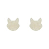 Cat Head Ripple Resin Stud Earrings - White  -  Erstwilder Essentials  -  Quirky Resin and Enamel Accessories