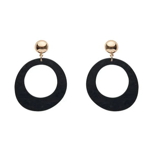 Statement Ripple Resin Circle Drop Earrings - Black  -  Erstwilder Essentials  -  Quirky Resin and Enamel Accessories