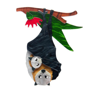 Frankie & Finn Flying Foxes Brooch  -  Erstwilder  -  Quirky Resin and Enamel Accessories