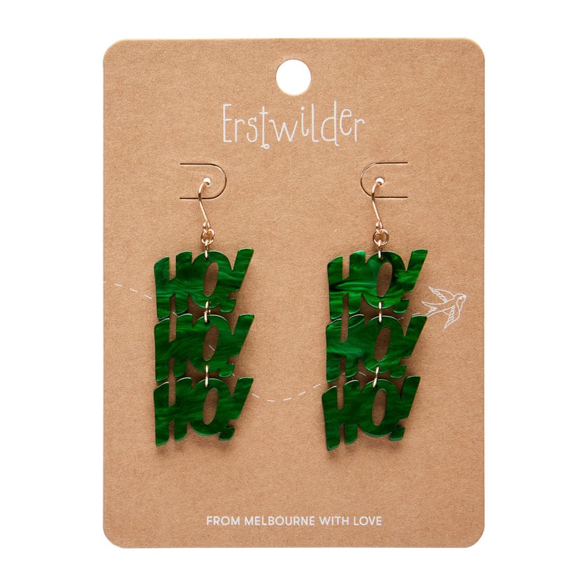 Ho, Ho, Ho Drop Earrings - Green  -  Erstwilder Essentials  -  Quirky Resin and Enamel Accessories
