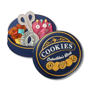 Cookie Tin Secrets Brooch  -  Erstwilder  -  Quirky Resin and Enamel Accessories