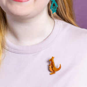 Kangaroos Simplified Mini Brooch  -  Erstwilder Simplified  -  Quirky Resin and Enamel Accessories