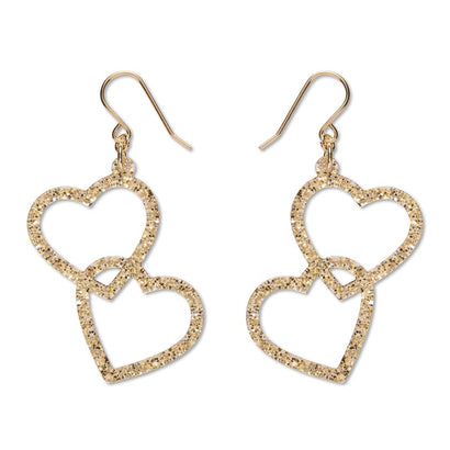 Heart Rings Drop Earrings – Gold  -  Erstwilder Essentials  -  Quirky Resin and Enamel Accessories