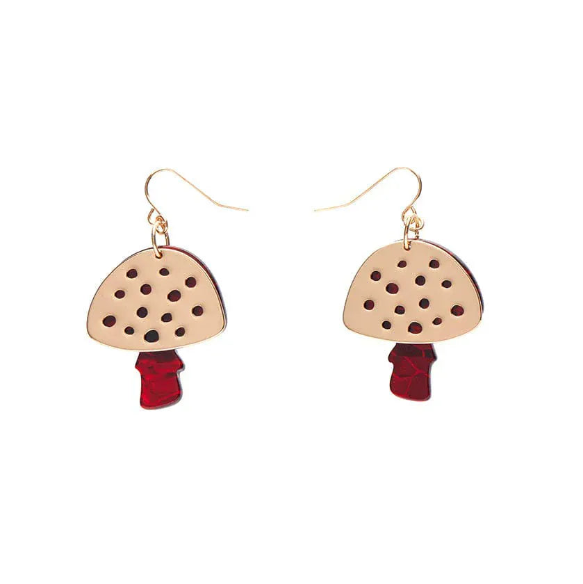 Mushroom Textured Resin Drop Earrings - Red  -  Erstwilder Essentials  -  Quirky Resin and Enamel Accessories