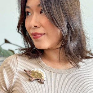 Prickles the Echidna Brooch  -  Erstwilder  -  Quirky Resin and Enamel Accessories