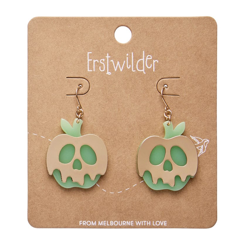 Poison Apple Drop Earrings - Glow in the Dark and Gold  -  Erstwilder Essentials  -  Quirky Resin and Enamel Accessories