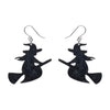 Flying Witch Drop Earrings - Black  -  Erstwilder Essentials  -  Quirky Resin and Enamel Accessories