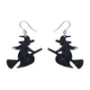 Flying Witch Drop Earrings - Black