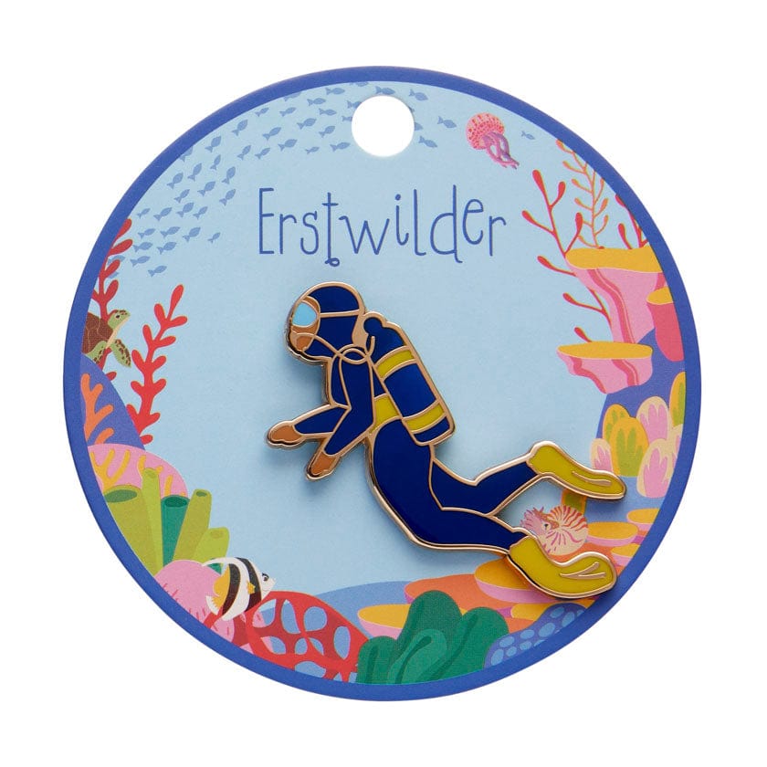 Diver Jamie Enamel Pin  -  Erstwilder  -  Quirky Resin and Enamel Accessories
