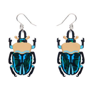 Ruby the Rainbow Stag Beetle Drop Earrings  -  Erstwilder  -  Quirky Resin and Enamel Accessories