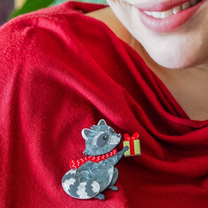 Rhi-Rhi the Raccoon Brooch  -  Erstwilder  -  Quirky Resin and Enamel Accessories