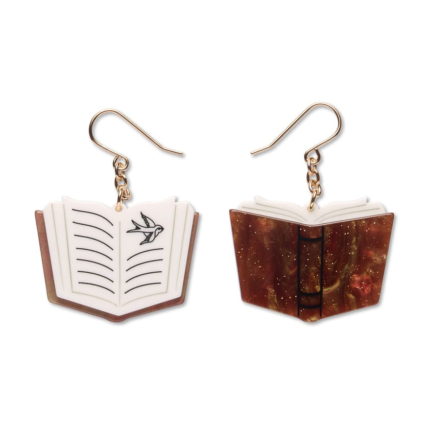 Story Book Drop Earrings - Brown  -  Erstwilder Essentials  -  Quirky Resin and Enamel Accessories