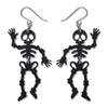 Dancing Skeleton Drop Earrings - Black