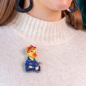 The Diligent Duck Brooch  -  Erstwilder  -  Quirky Resin and Enamel Accessories