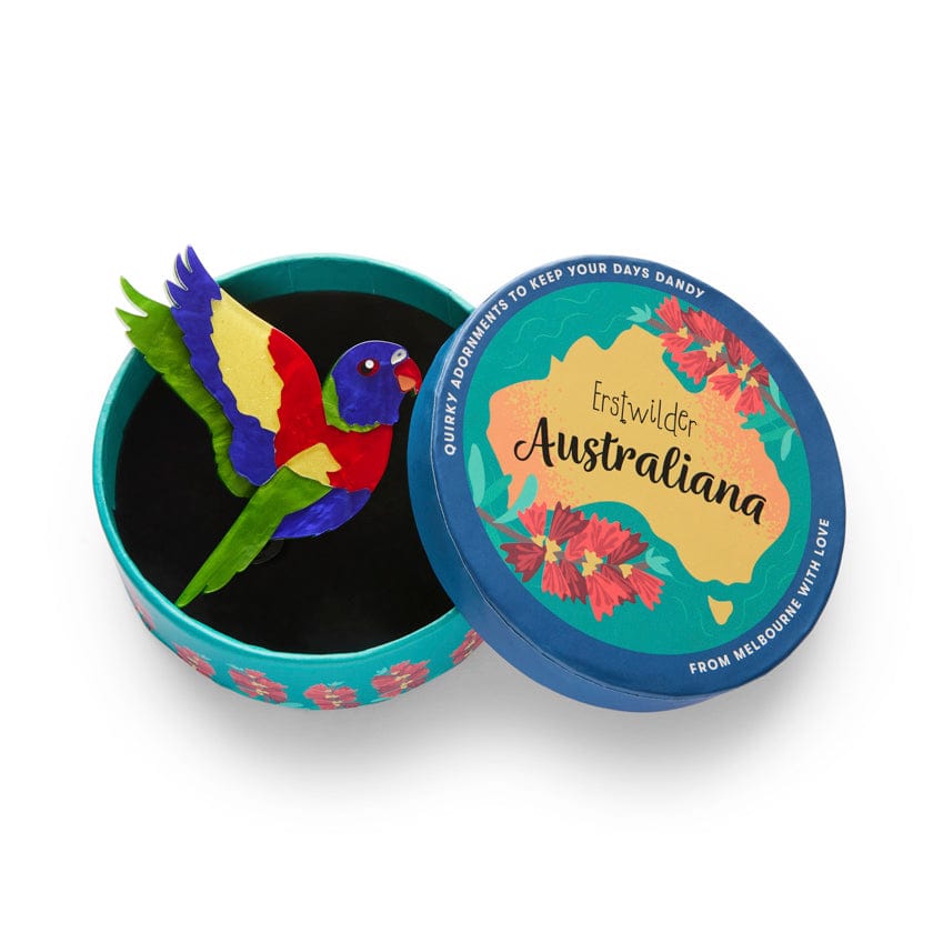 Lulu the Lorikeet Brooch  -  Erstwilder  -  Quirky Resin and Enamel Accessories