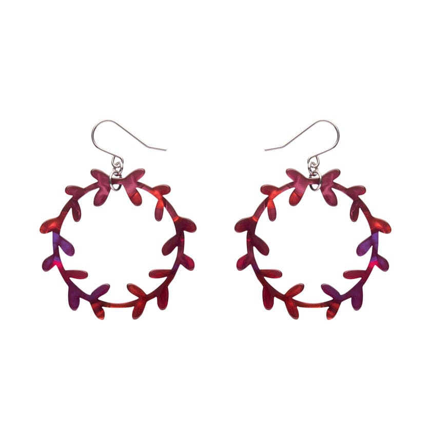 Wreath Drop Earrings – Maroon  -  Erstwilder Essentials  -  Quirky Resin and Enamel Accessories
