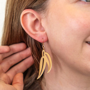 Gum Leaf Drop Earrings - Gold  -  Erstwilder Essentials  -  Quirky Resin and Enamel Accessories