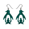 Double Penguin Drop Earrings - Green  -  Erstwilder Essentials  -  Quirky Resin and Enamel Accessories