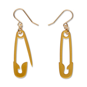 Safety Pin Drop Earrings - Gold  -  Erstwilder Essentials  -  Quirky Resin and Enamel Accessories