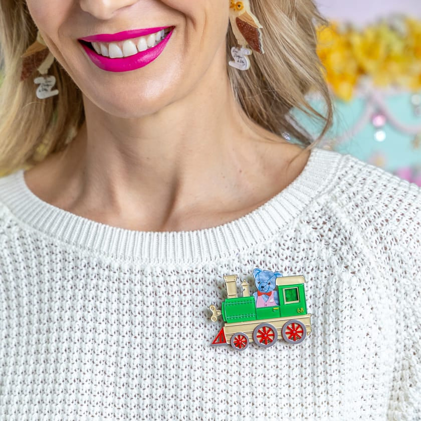Bear Station Brooch  -  Erstwilder  -  Quirky Resin and Enamel Accessories