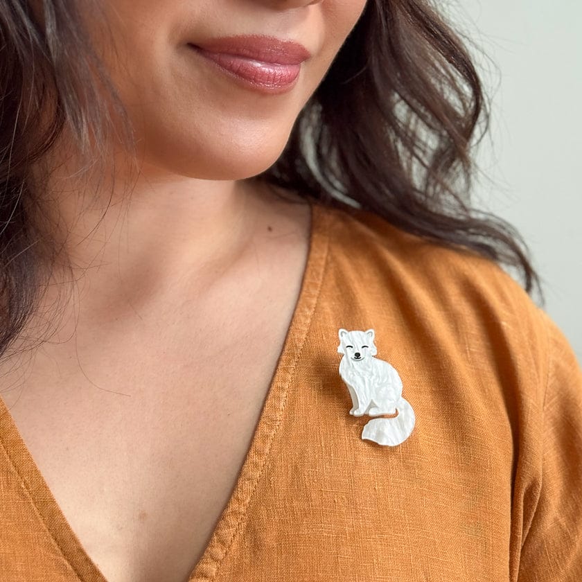Arctic Fox Simplified Mini Brooch  -  Erstwilder Simplified  -  Quirky Resin and Enamel Accessories