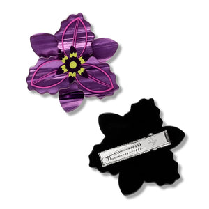 Chocolate Lily Hair Clips – 2 Piece  -  Erstwilder  -  Quirky Resin and Enamel Accessories