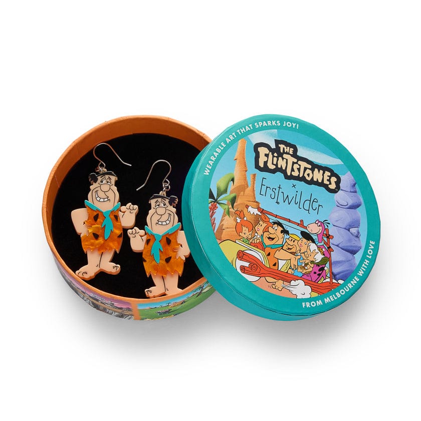 Fred Flintstone Drop Earrings  -  Erstwilder  -  Quirky Resin and Enamel Accessories