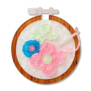 Stitched & Framed Brooch  -  Erstwilder  -  Quirky Resin and Enamel Accessories