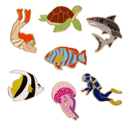 Great Barrier Reef Enamel Pin Pack - 7 Piece  -  Erstwilder  -  Quirky Resin and Enamel Accessories