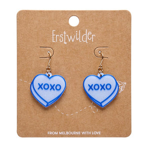 Candy Heart Drop Earrings – Blue  -  Erstwilder Essentials  -  Quirky Resin and Enamel Accessories