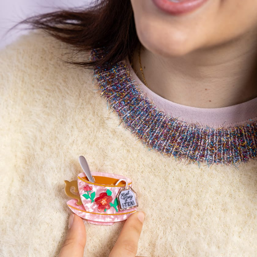 Fancy a Cuppa Brooch  -  Erstwilder  -  Quirky Resin and Enamel Accessories
