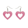 Heart Glitter Resin Drop Earrings - Pink  -  Erstwilder Essentials  -  Quirky Resin and Enamel Accessories